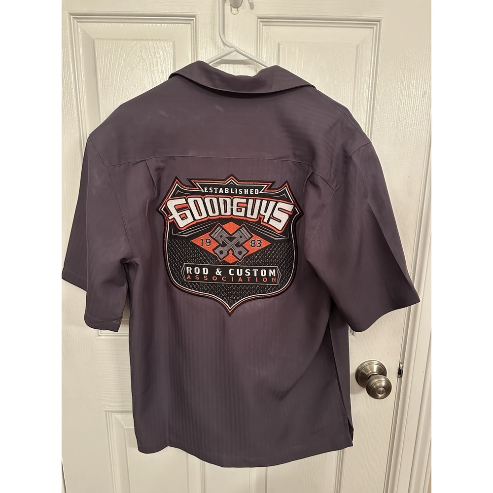 New Good Guys Shirt Mens Small Gray Embroidered Hot Rod Custom Snap Biker